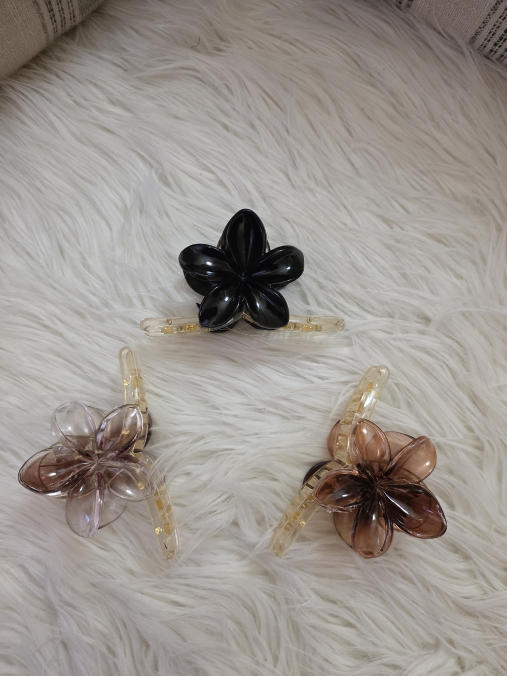 Women's Flower Claw Hair Clips - Black, Brown, Light Brown